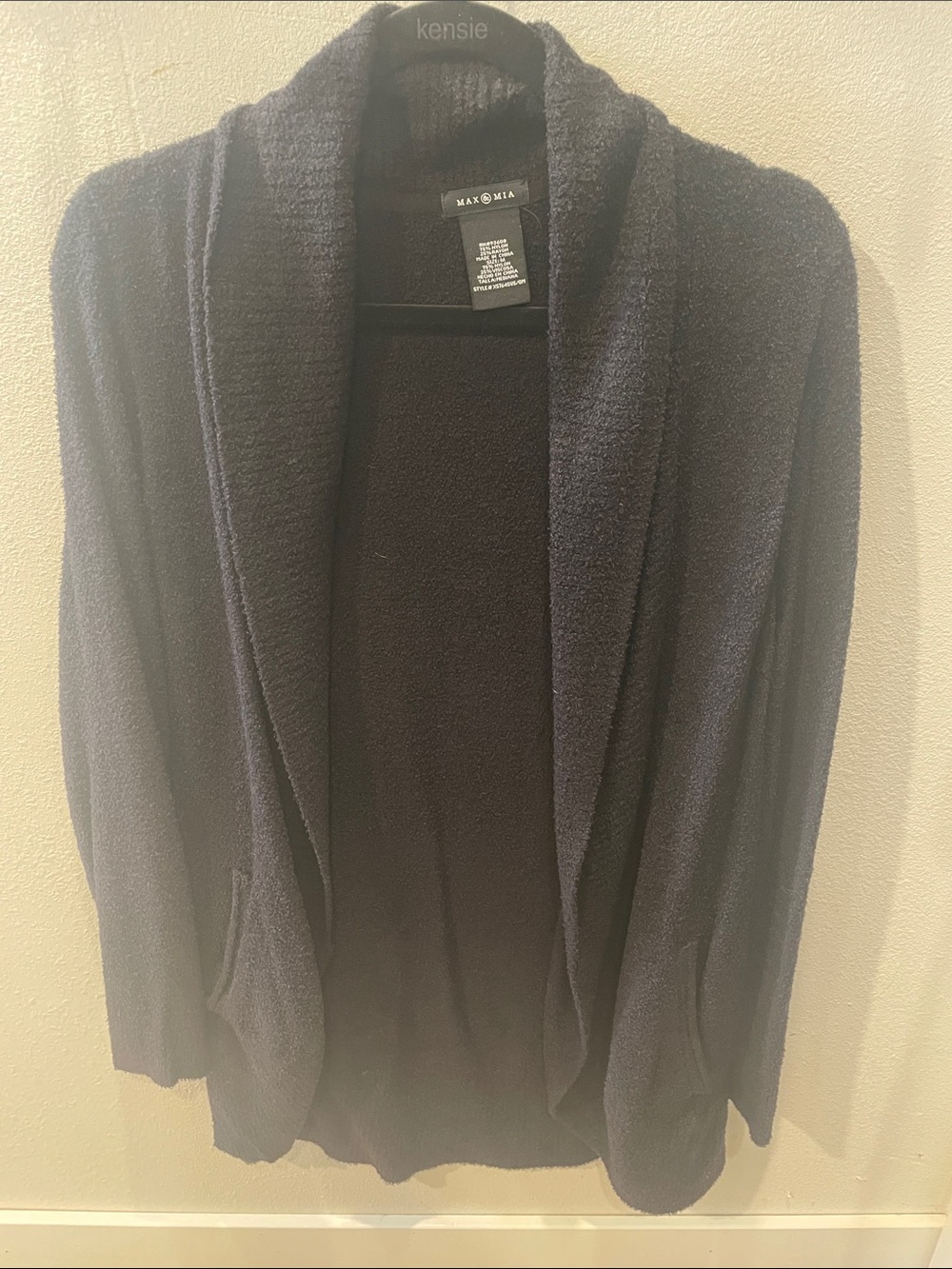 Max & Mia Black Open-Front Shawl Collar Cardigan